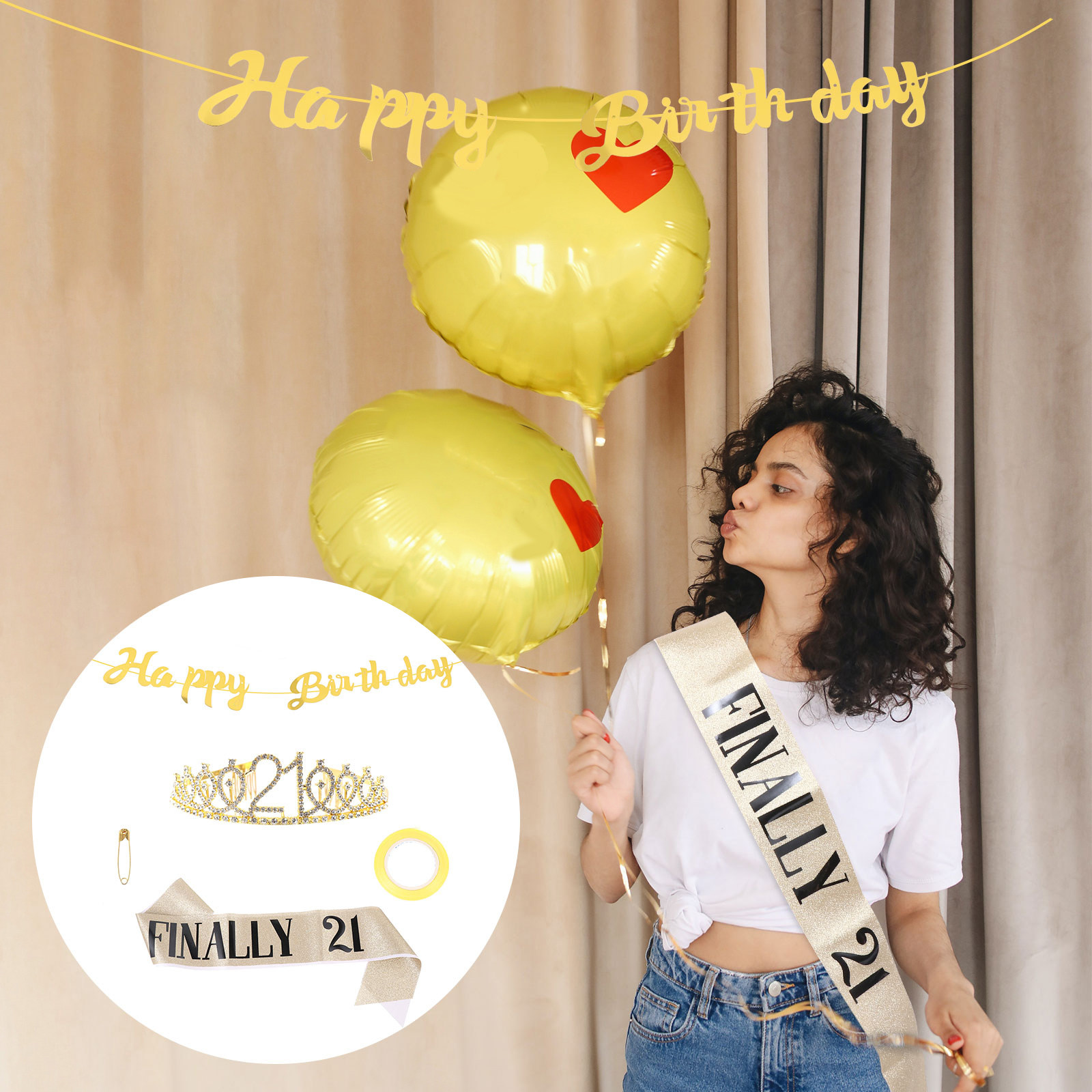 1Set Glitter Birthday Crown Go - огляд і ціна Birthday Sash Glitter