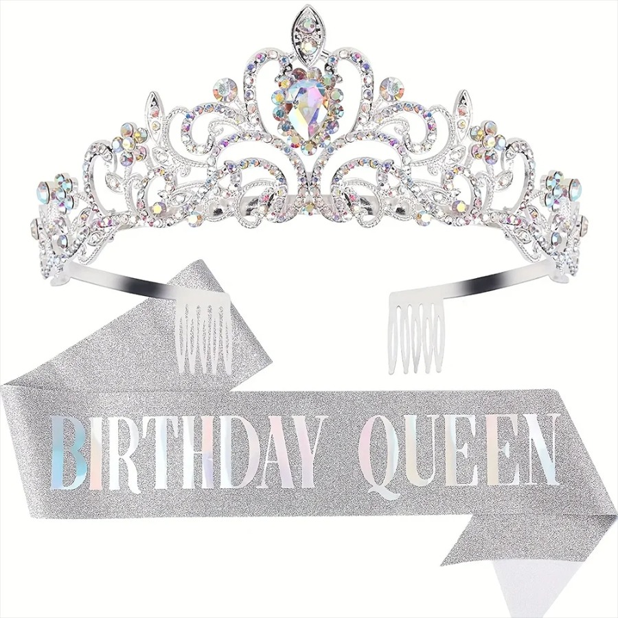 2pcs/Set Bling Rhinestone Crys - огляд і ціна Birthday Sash Glitter