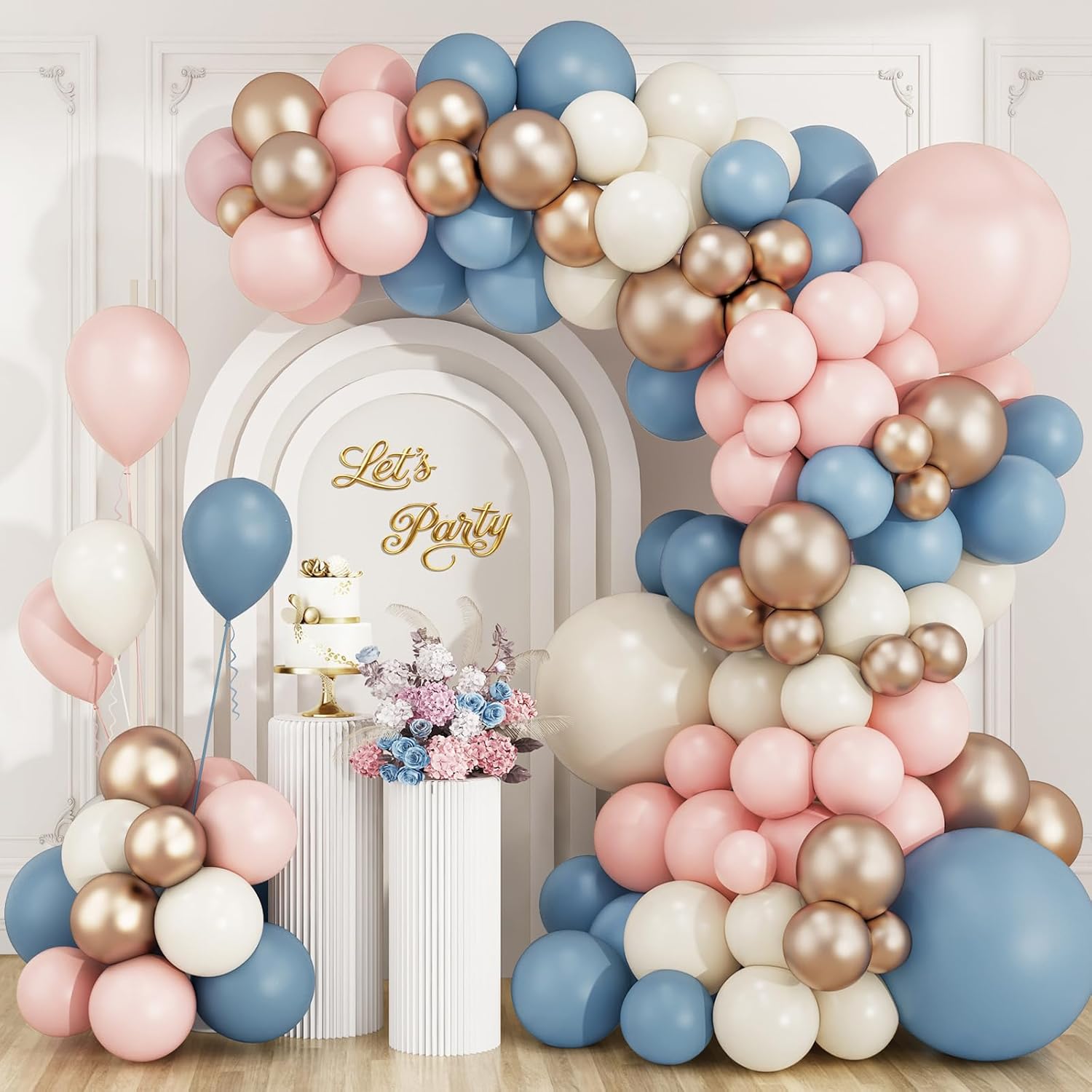 Dusty Pink Blue Champagne Gold - огляд і ціна Balloon Arch Kit