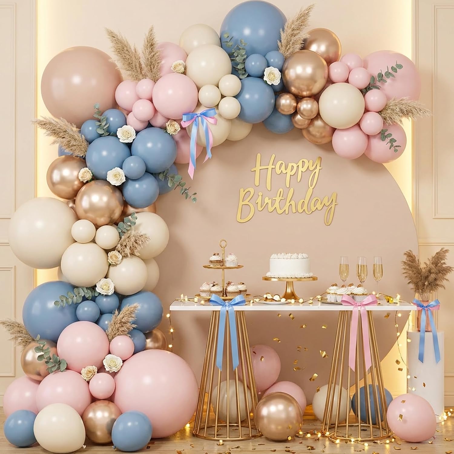 Dusty Pink Blue Champagne Gold - огляд і ціна Balloon Arch Kit