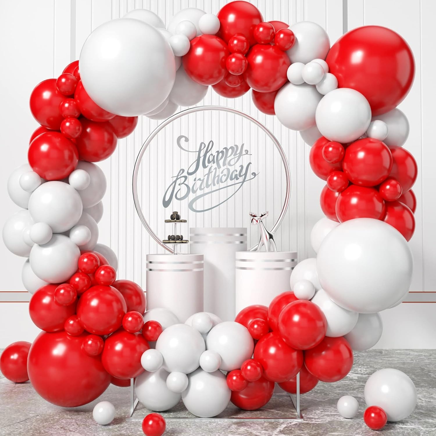 100Pcs Red and White Balloon G - огляд і ціна Balloon Arch Kit