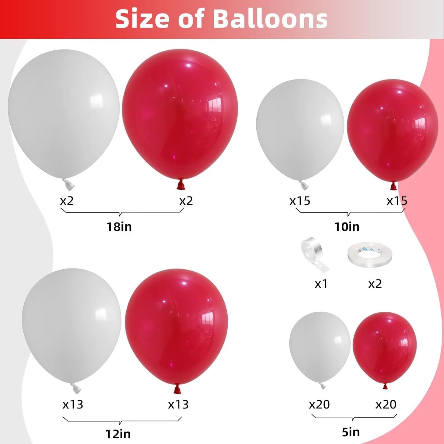 100Pcs Red and White Balloon G - огляд і ціна Balloon Arch Kit